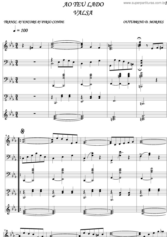 Partitura da música Ao Teu Lado v.2