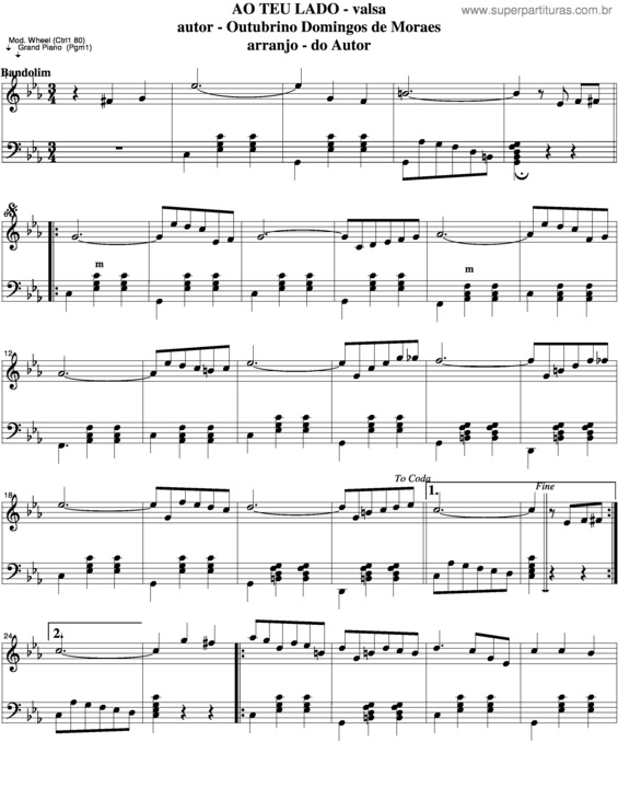 Partitura da música Ao Teu Lado v.4