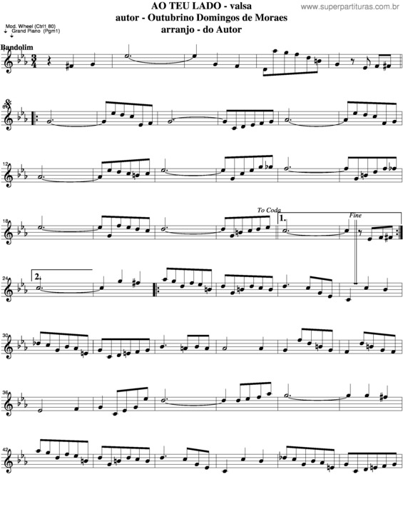 Partitura da música Ao Teu Lado v.5