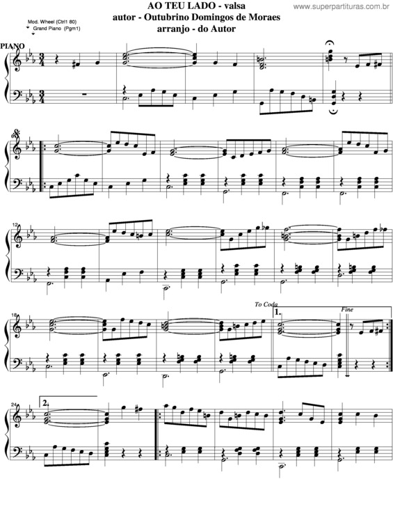 Partitura da música Ao Teu Lado v.6