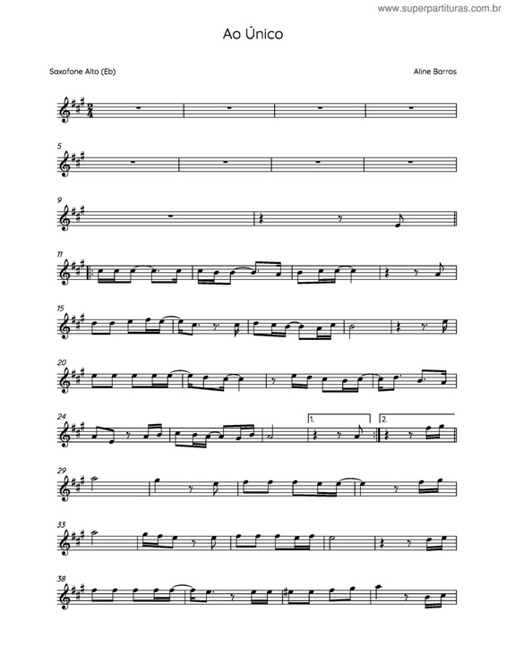 Partitura da música Ao Único v.15