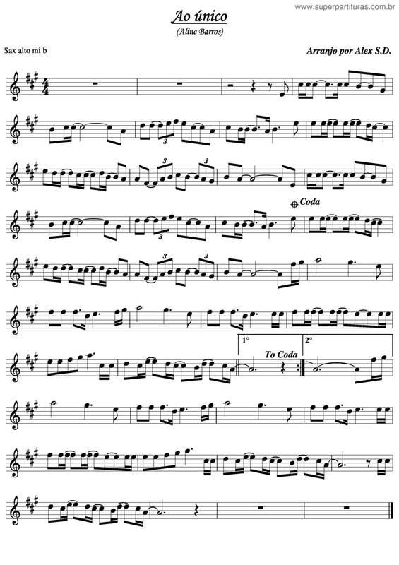 Partitura da música Ao Único v.2