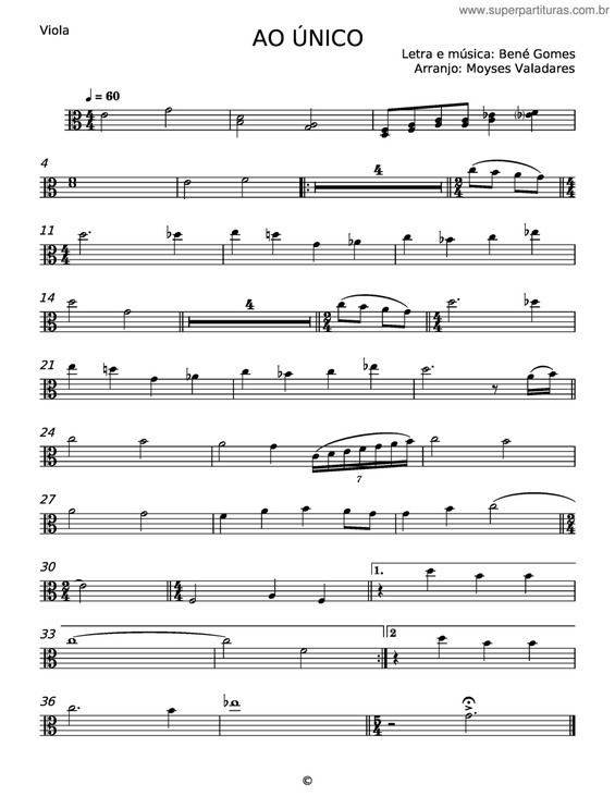 Partitura da música Ao Único v.28
