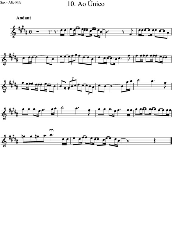 Partitura da música Ao Único v.3