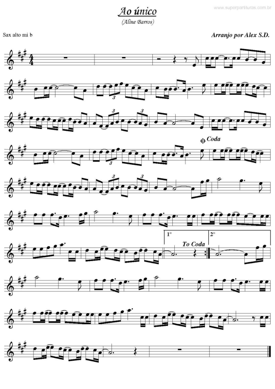 Partitura da música Ao Único