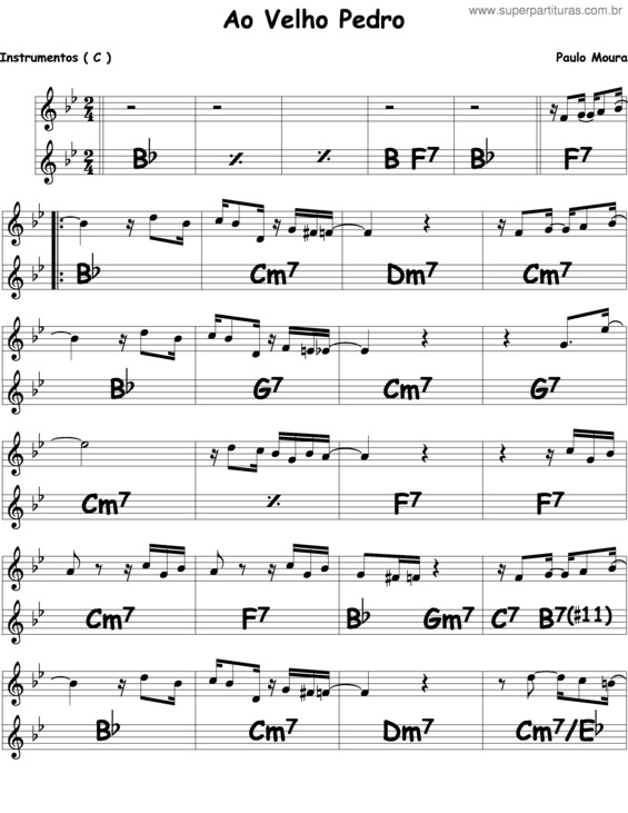 Partitura da música Ao Velho Pedro