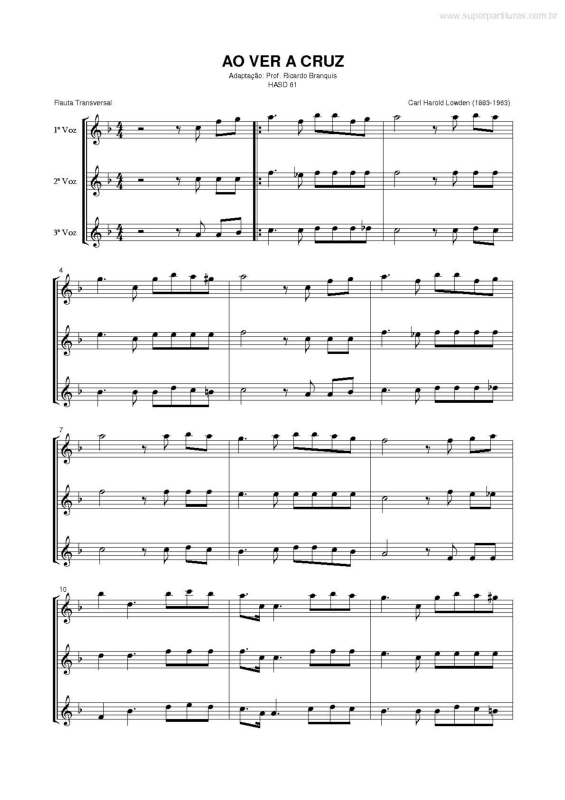 Partitura da música Ao Ver a Cruz