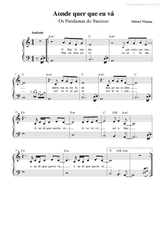 Partitura da música Aonde Quer que Eu Vá v.3