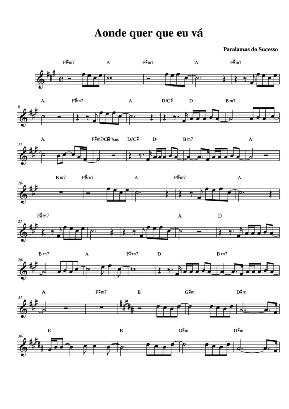 Partitura da música Aonde Quer Que Eu Vá v.4