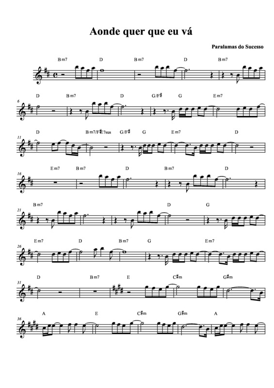 Partitura da música Aonde Quer Que Eu Vá v.5