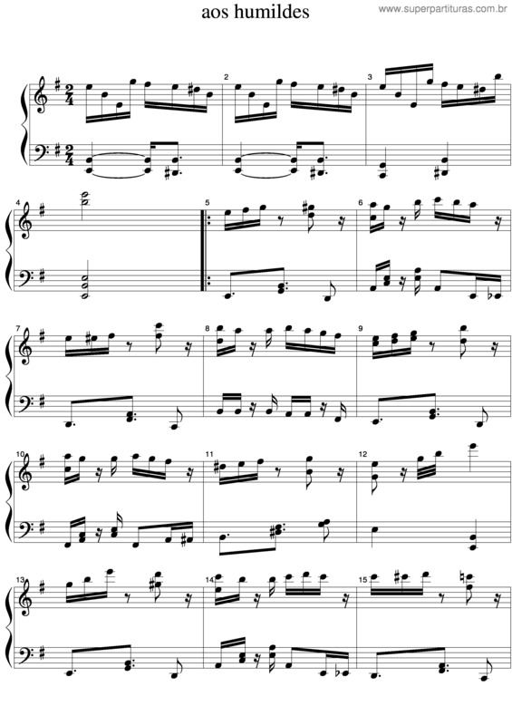 Partitura da música Aos Humildes