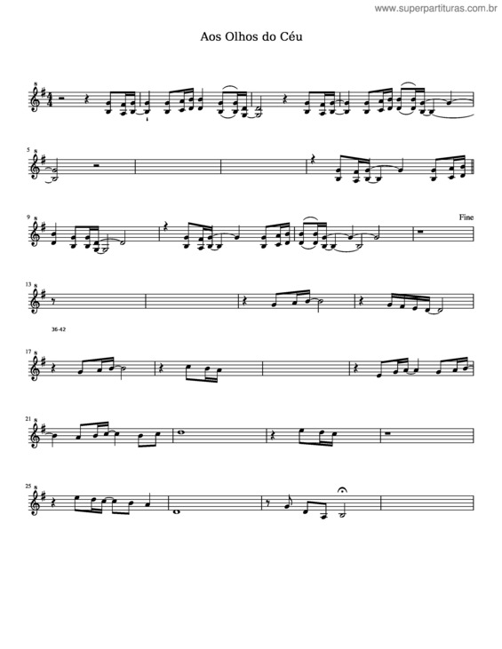 Partitura da música Aos Olhos Do Céu