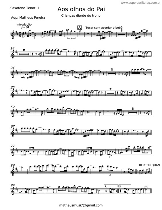 Partitura da música Aos Olhos Do Pai v.10