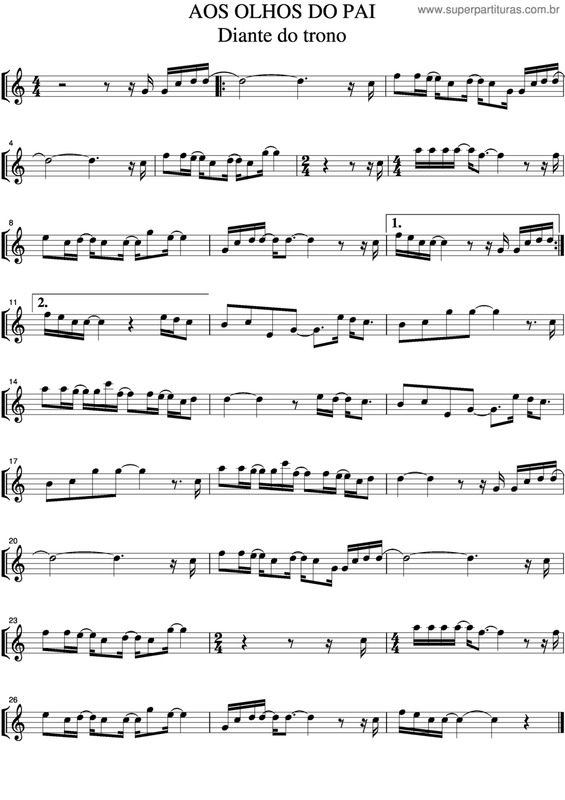 Partitura da música Aos Olhos do Pai v.4