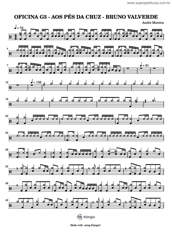 Partitura da música Aos Pés Da Cruz - Bruno Valverde