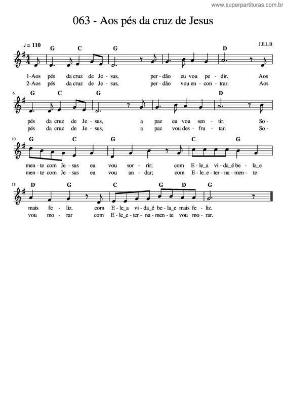 Partitura da música Aos Pés Da Cruz De Jesus