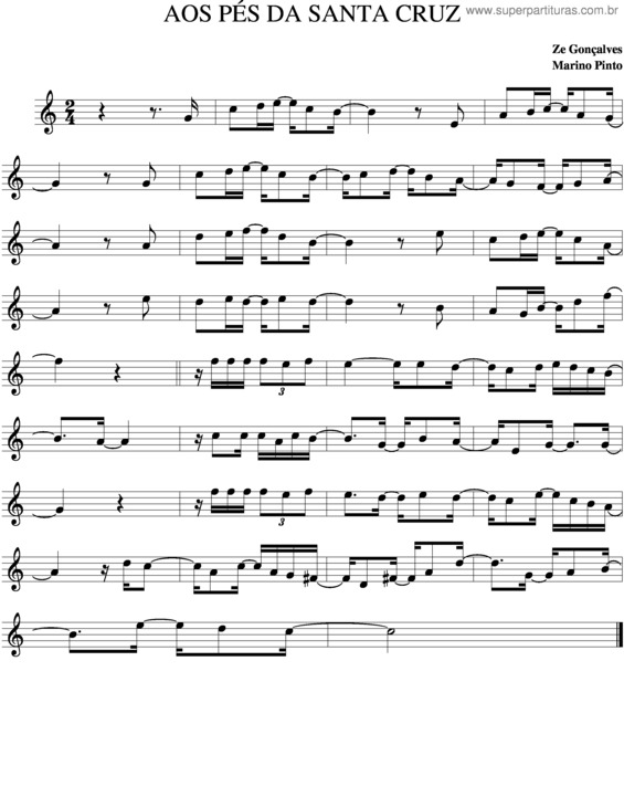 Partitura da música Aos Pés Da Santa Cruz v.2