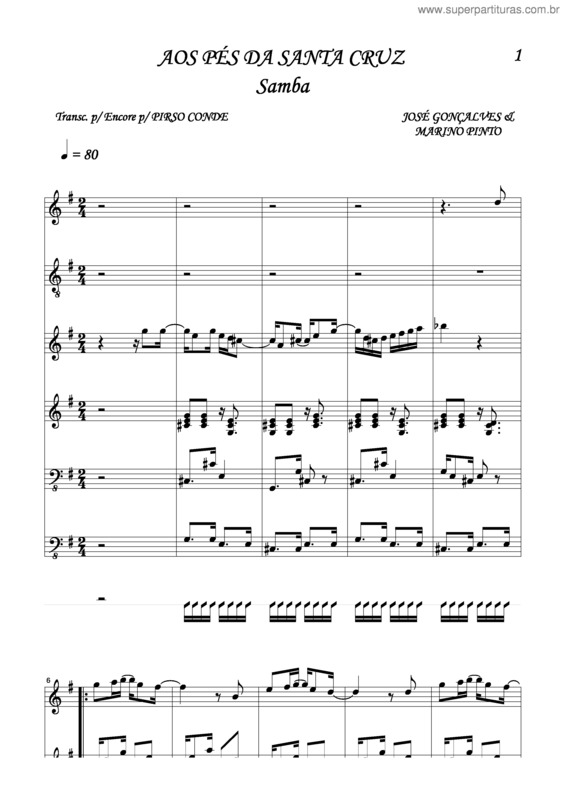 Partitura da música Aos Pés Da Santa Cruz v.3