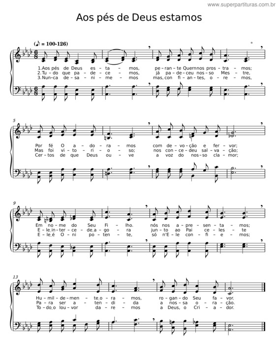 Partitura da música Aos Pés De Deus Estamos v.2