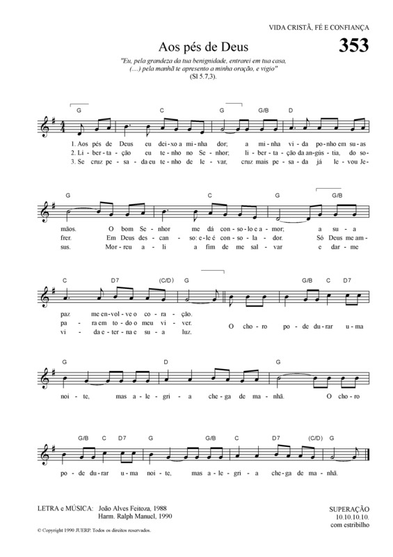 Partitura da música Aos Pés De Deus