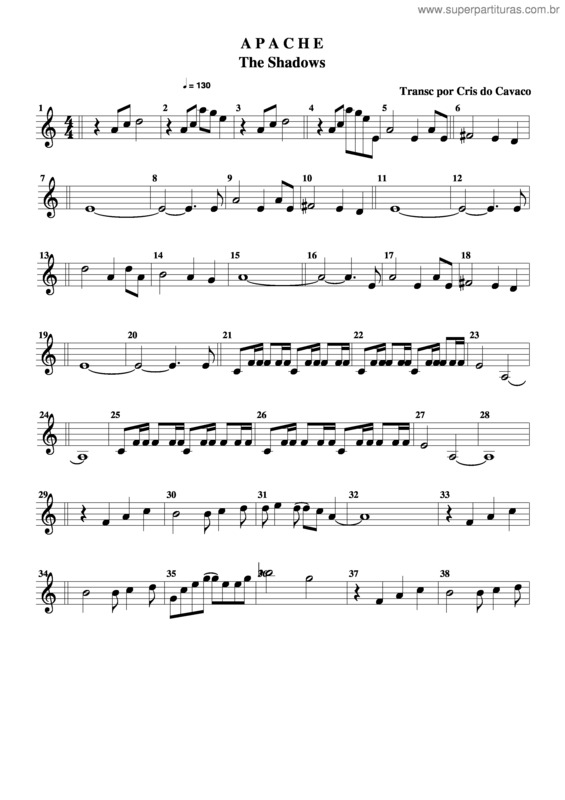 Partitura da música Apache v.2