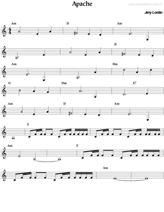 Partitura da música Apache