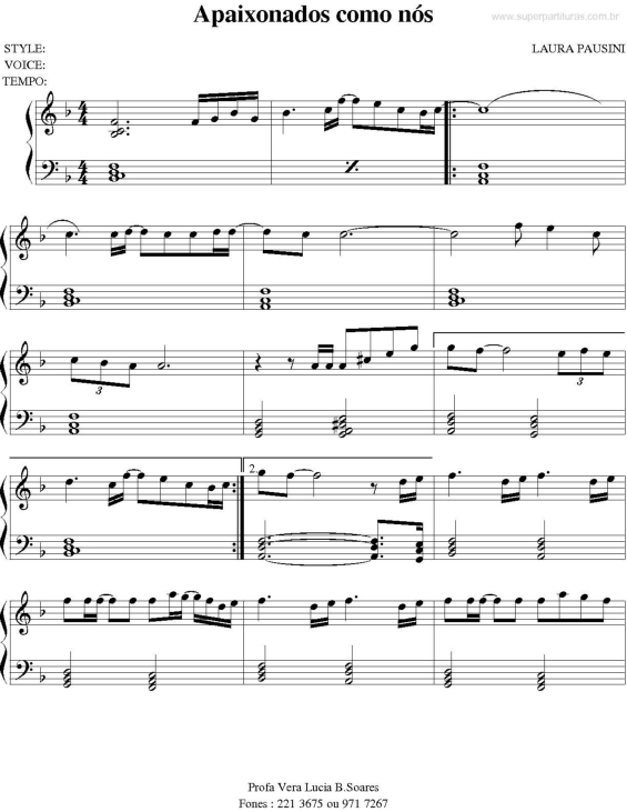 Partitura da música Apaixonado como nós