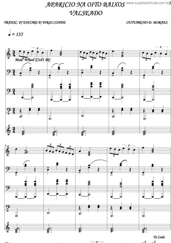 Partitura da música Aparicio Na Oito Baixos