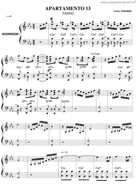 Partitura da música Apartamento 13