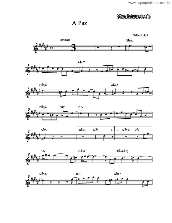 Partitura da música Apaz