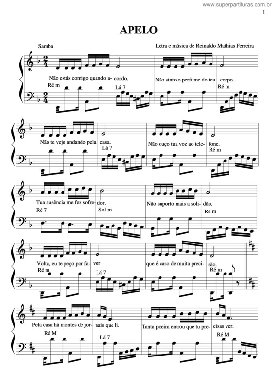 Partitura da música Apelo v.3