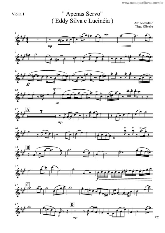 Partitura da música Apenas Servo