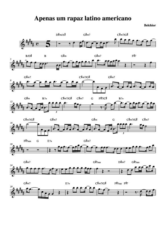 Partitura da música Apenas Um Rapaz Latino Americano v.2