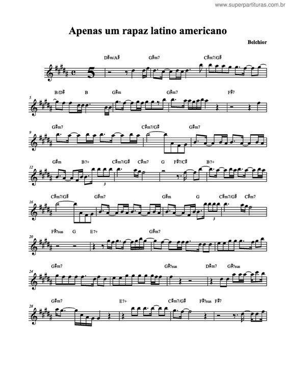 Partitura da música Apenas um rapaz latino americano