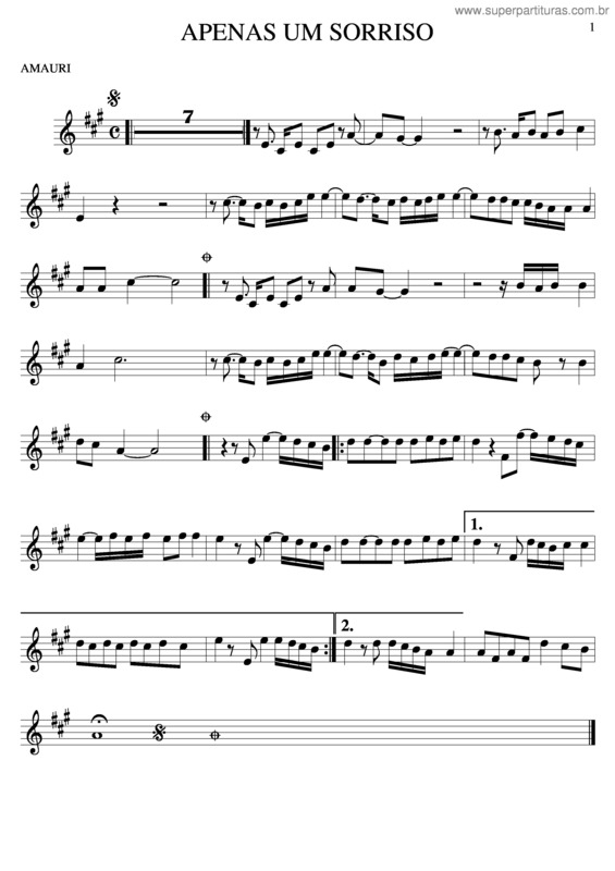 Partitura da música Apenas Um Sorriso