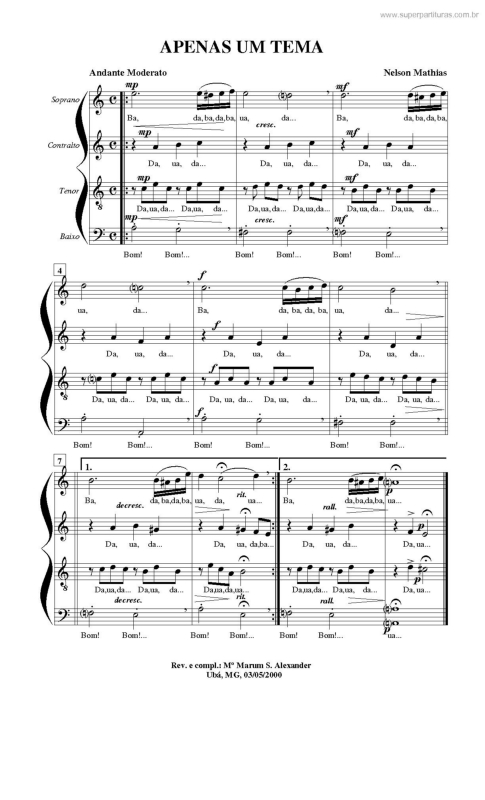 Partitura da música Apenas Um Tema