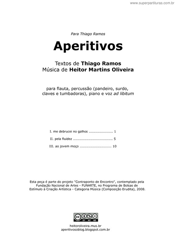 Partitura da música Aperitivos