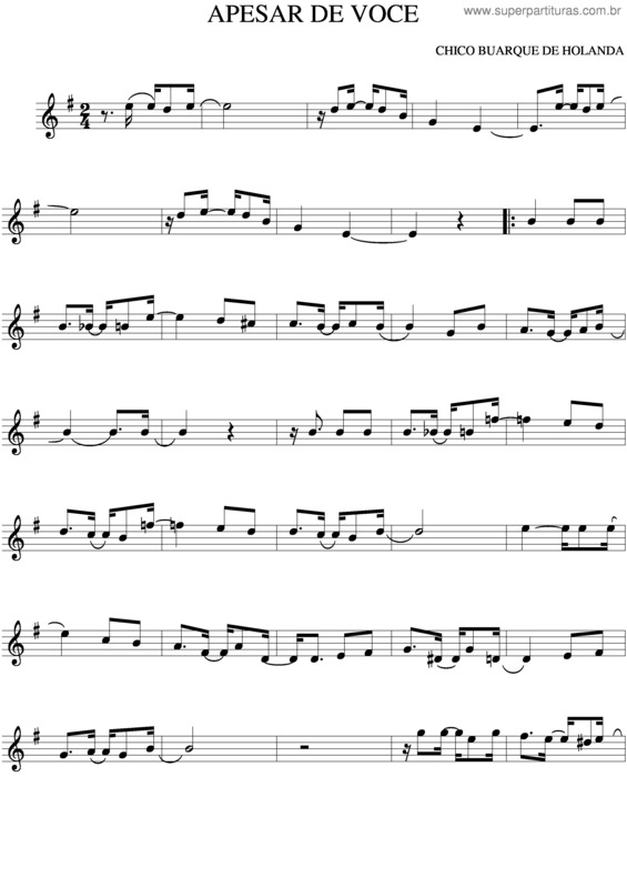 Partitura da música Apesar De Você v.3