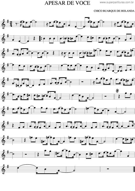 Partitura da música Apesar De Você v.5