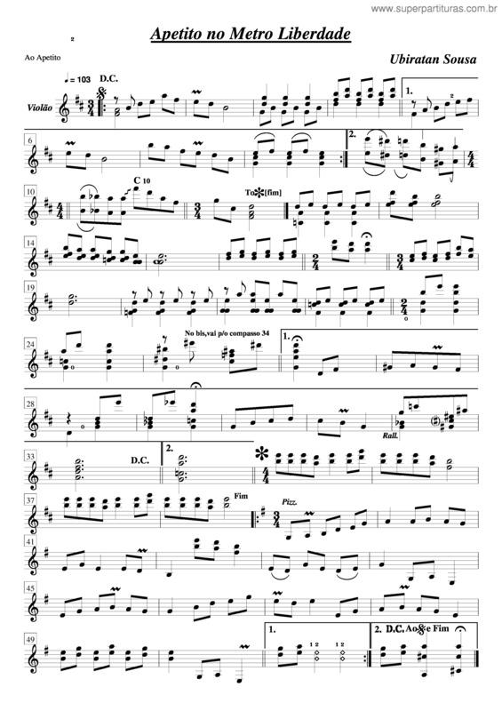 Partitura da música Apetito No Metrô Liberdade