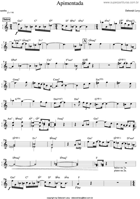 Partitura da música Apimentada