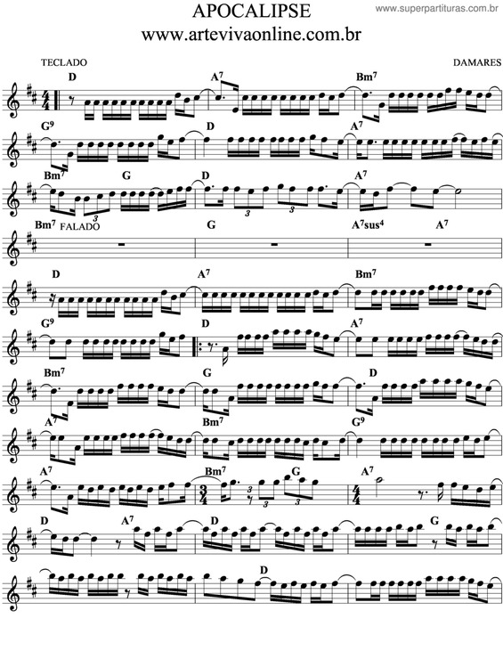 Partitura da música Apocalipse