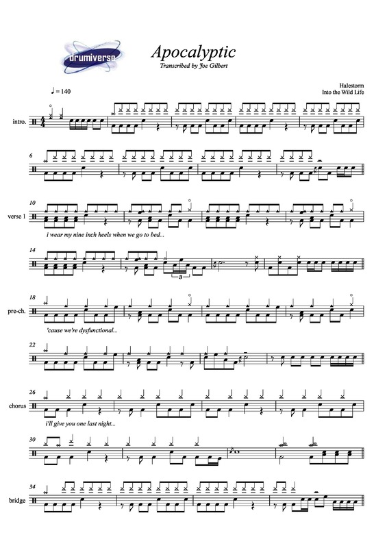 Partitura da música Apocalyptic