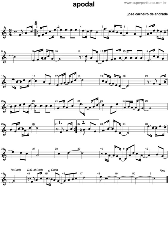 Partitura da música Apodal