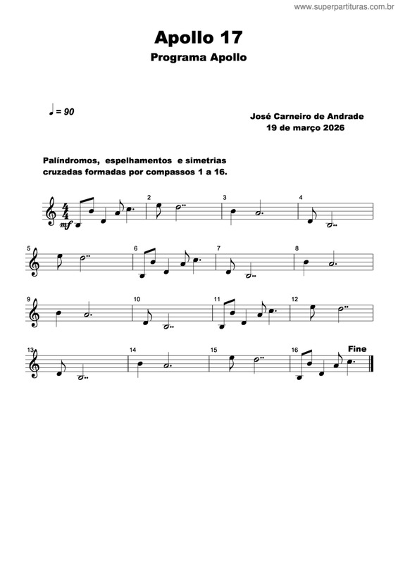 Partitura da música Apollo 17