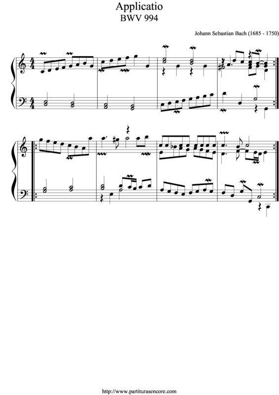 Partitura da música Applicatio BWV 994 (CM)