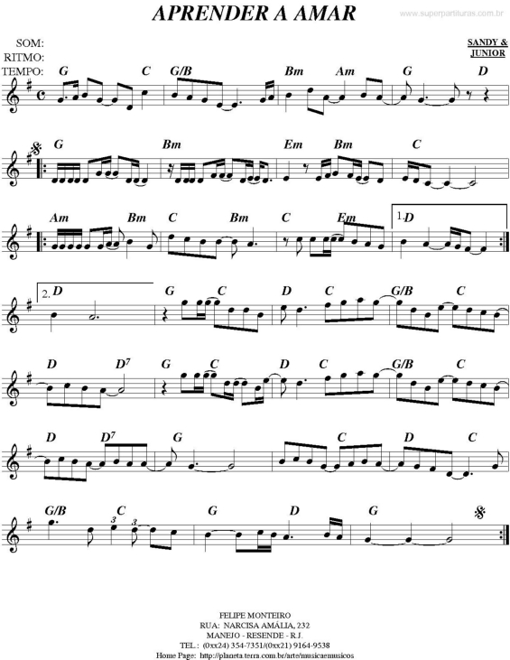 Partitura da música Aprender A Amar