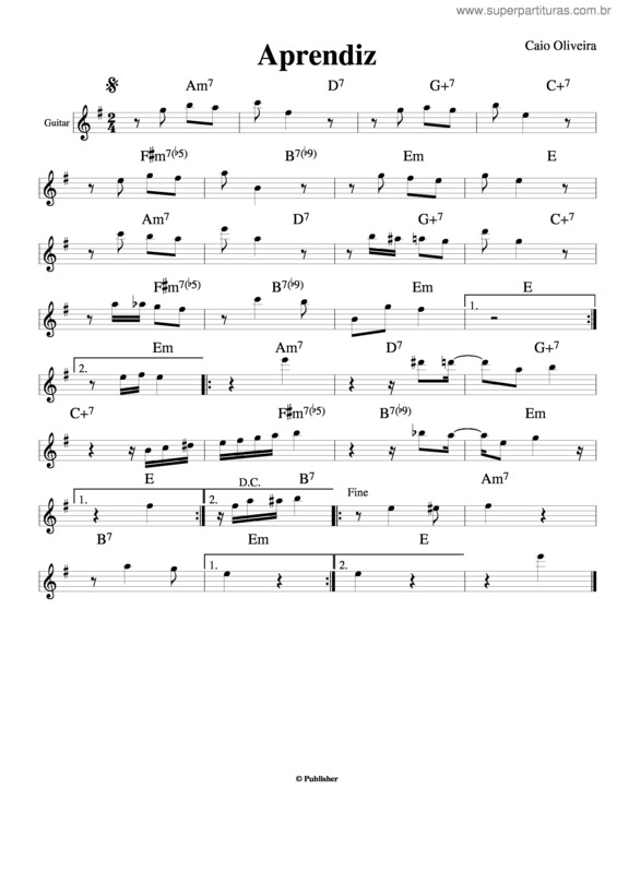 Partitura da música Aprendiz