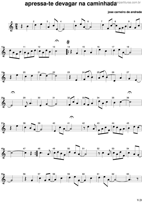 Partitura da música Apressa-Te Devagar Na Caminhada