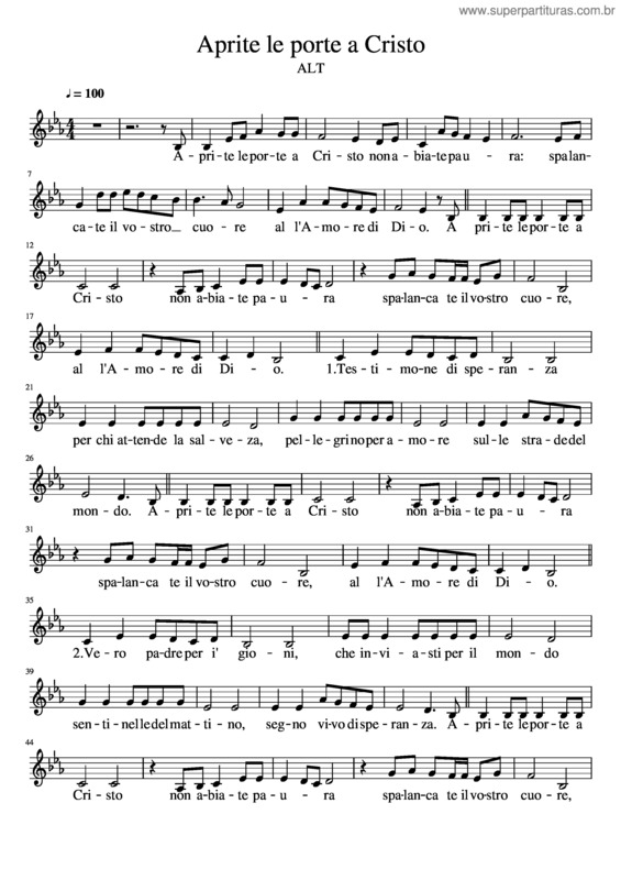 Partitura da música Aprite Le Porte A Cristo – Alt